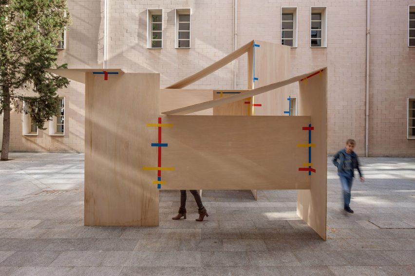 Tape! pavilion constructed from plywood boards and tape