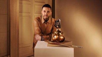 Kim Jones with decanter and fusil