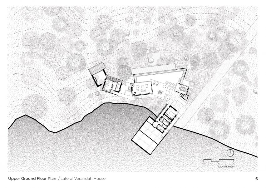 Upper floor plan of Lateral Verandah House by Malik Architecture