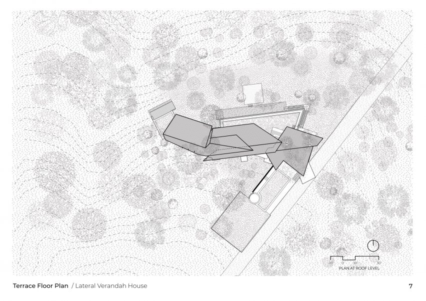 Roof plan of Lateral Verandah House by Malik Architecture