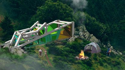 Visualisation showing house on hillside