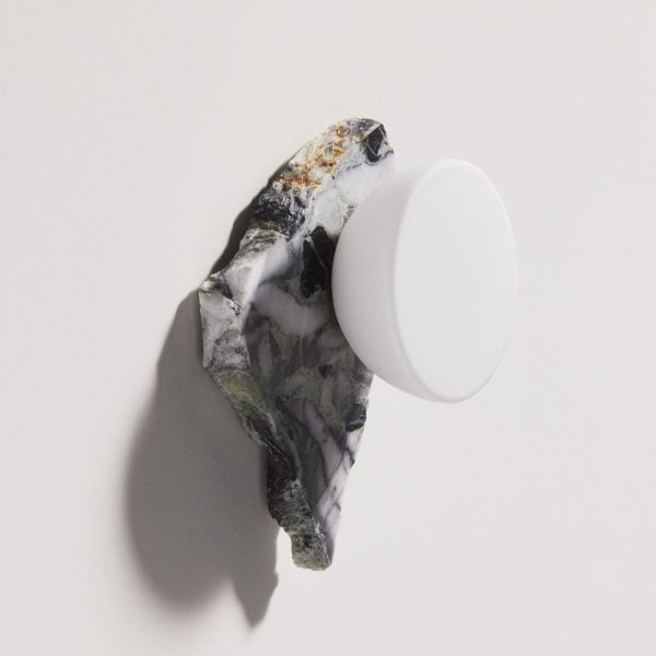 Lamp mounted on stone shard