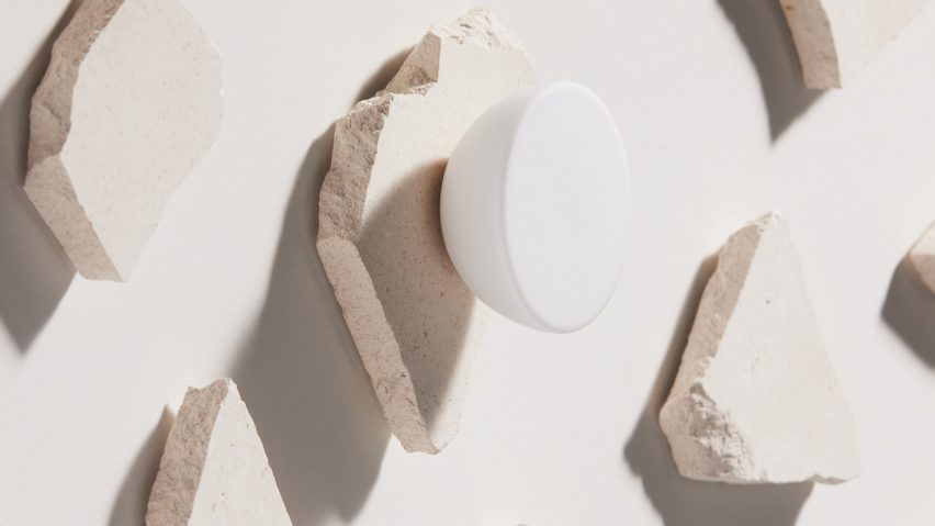 Lamp mounted on stone shard