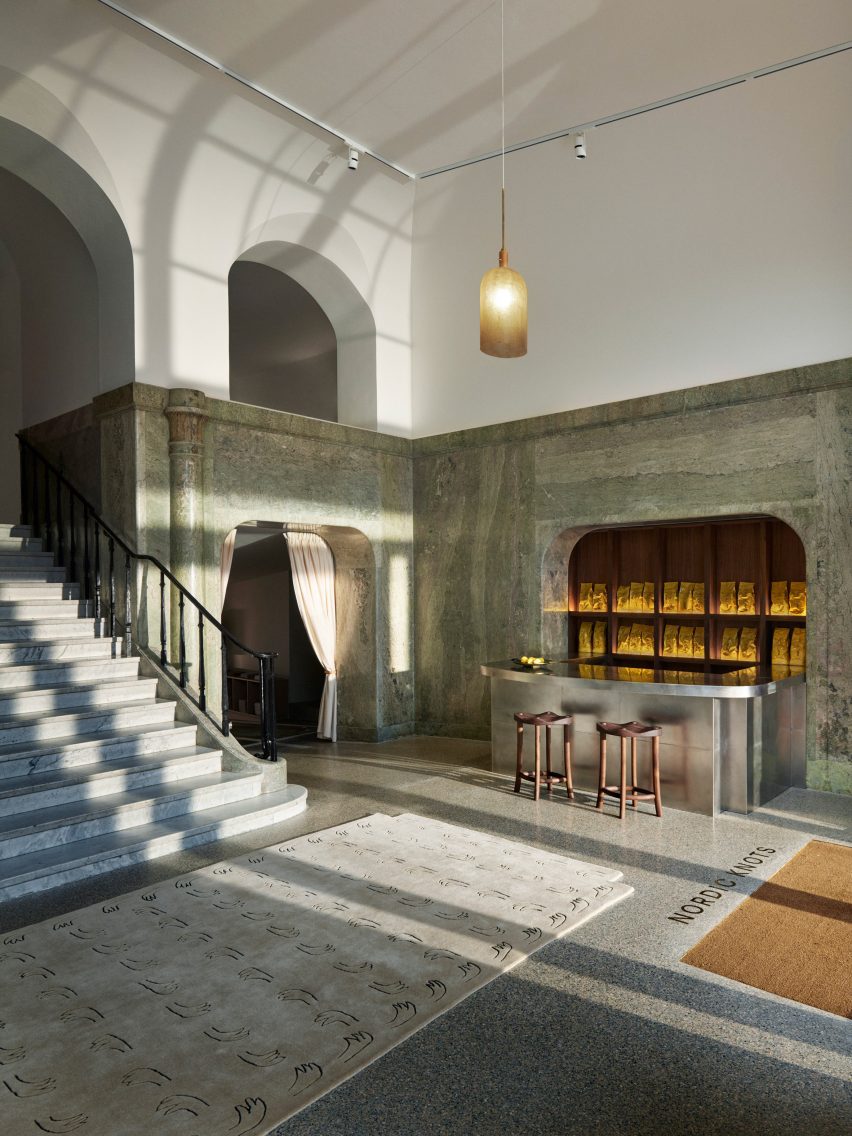 Marble walls in Nordic Knots showroom