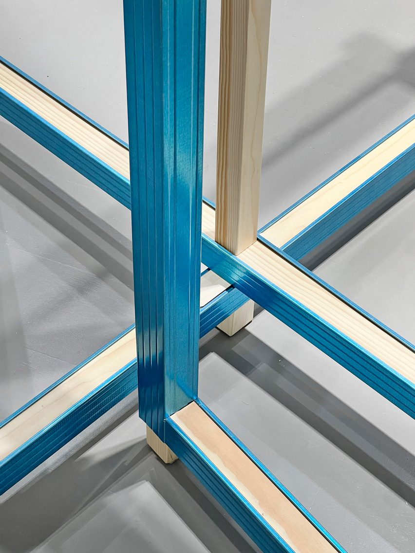 ON-OFF store in Milan features gridded blue interior by Francesca Perani and Bloomscape