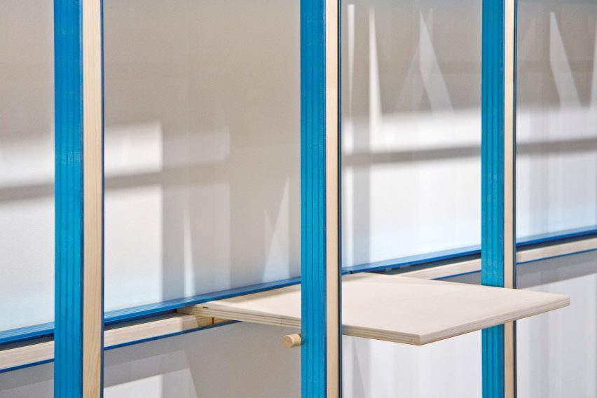 ON-OFF store in Milan features gridded blue interior by Francesca Perani and Bloomscape