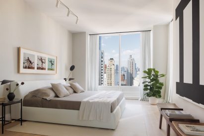 Bedroom within FrenchCalifornia's model residence