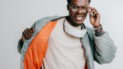 Photo of a man wearing the Respiray Wear A+ wearable air purifier