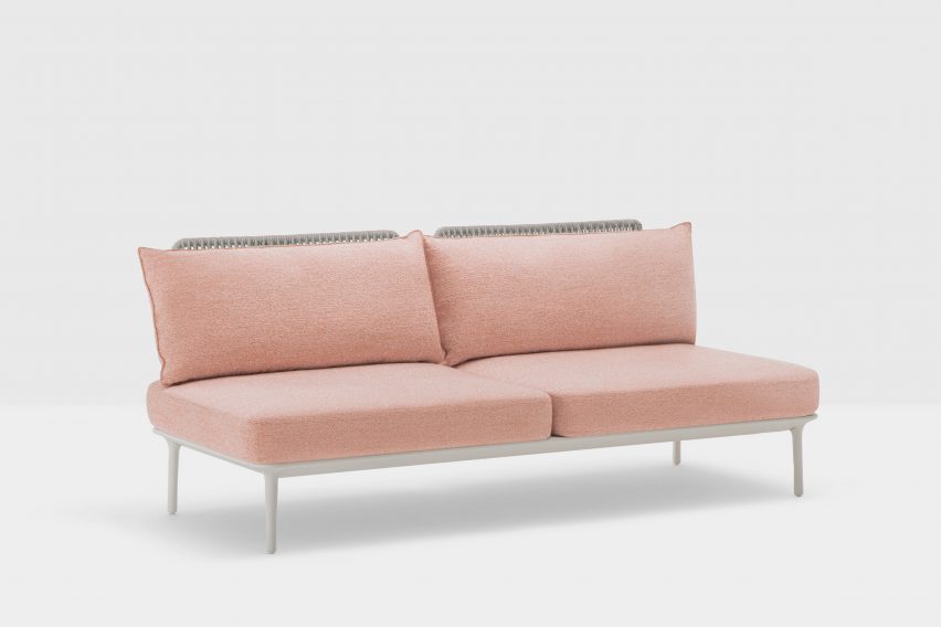 Outdoor sofa with backrests removed