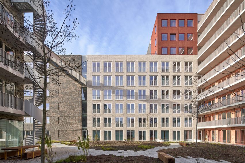 View from communal courtyard at Domus Houthaven Amsterdam