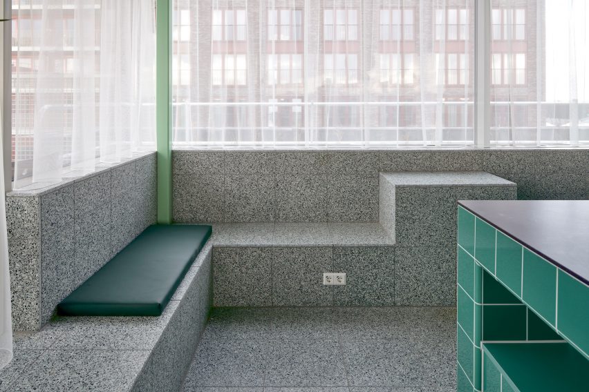 Seating area in Domus Houthaven complex Amsterdam