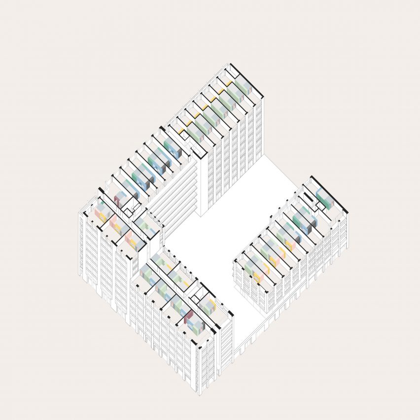 Drawing of Domus Houthaven apartments from above