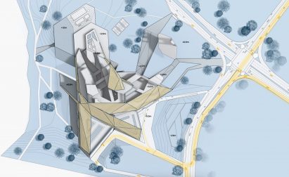 Plan drawing of spiky building