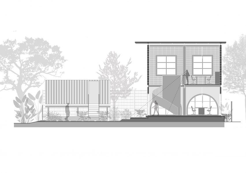 Elevation of the office by Taliesyn