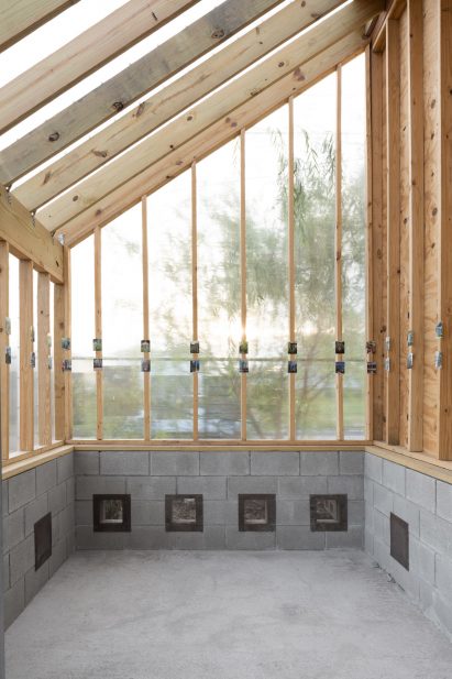 Timber frame and cinderblocks