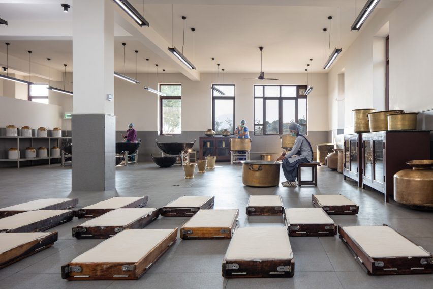 Interior of The Lodsi Community Project for Forest Essentials factory by Morphogenesis