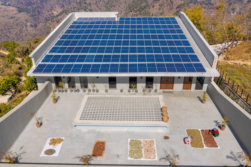 Exterior of The Lodsi Community Project for Forest Essentials factory by Morphogenesis