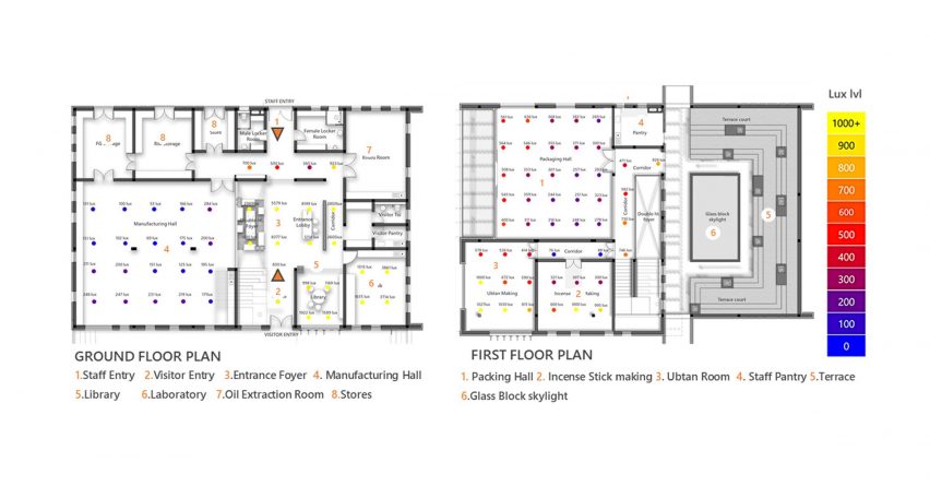 Floor plan of The Lodsi Community Project for Forest Essentials factory by Morphogenesis