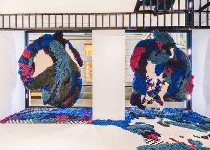 Photo of the textile pieces in the Burberry store