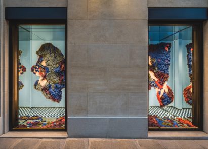 Photo of the woven installation by Tom Atton Moore