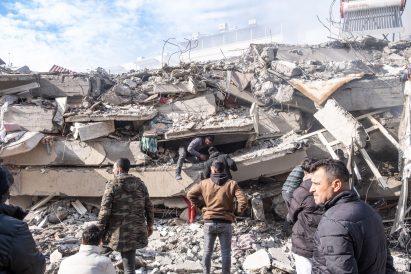 People observing destruction caused by Turkey-Syria earthquake