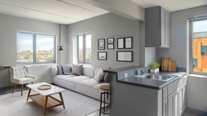 Understated interiors within social housing project in Brooklyn
