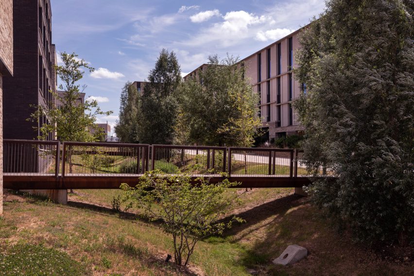 A water bridge connecting buildings