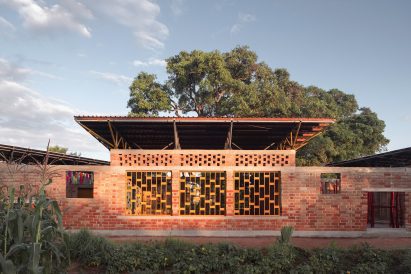 Brick building with raised roof