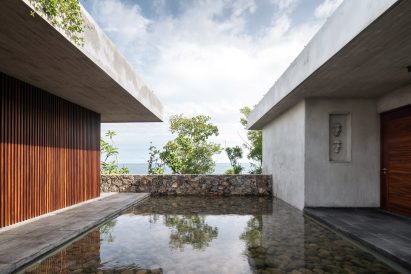Ocean view at concrete Casa Mateo in Mexico