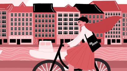 Illustration of a person on a bike in Copenhagen