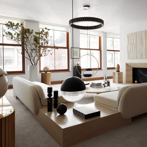 Photo of Lee Broom furniture and lighting in his apartment in New York