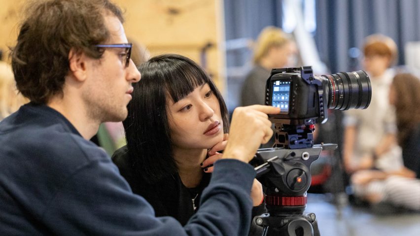 two students at Central Saint Martins are filming