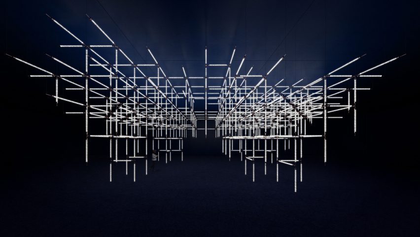 Render of Preciosa's Crystal Beat installation for Milan design week