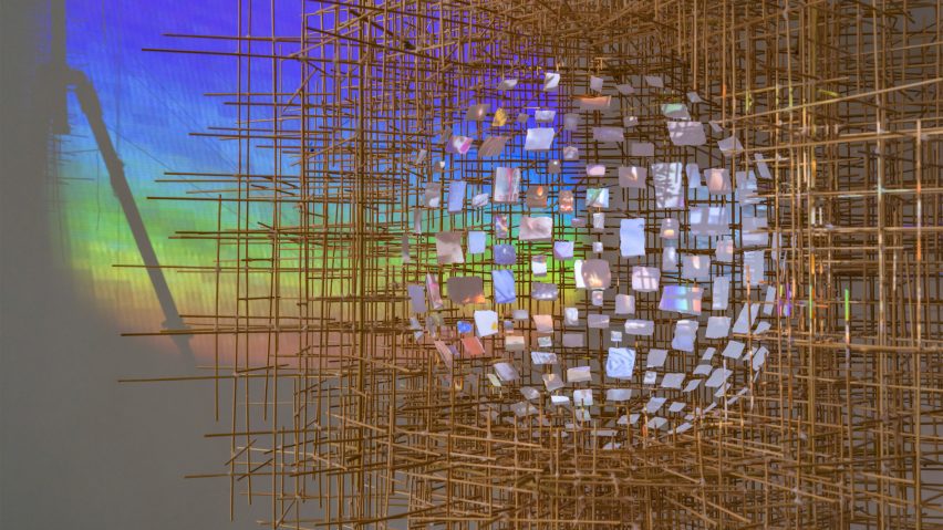 Photo of an installation by Sarah Sze