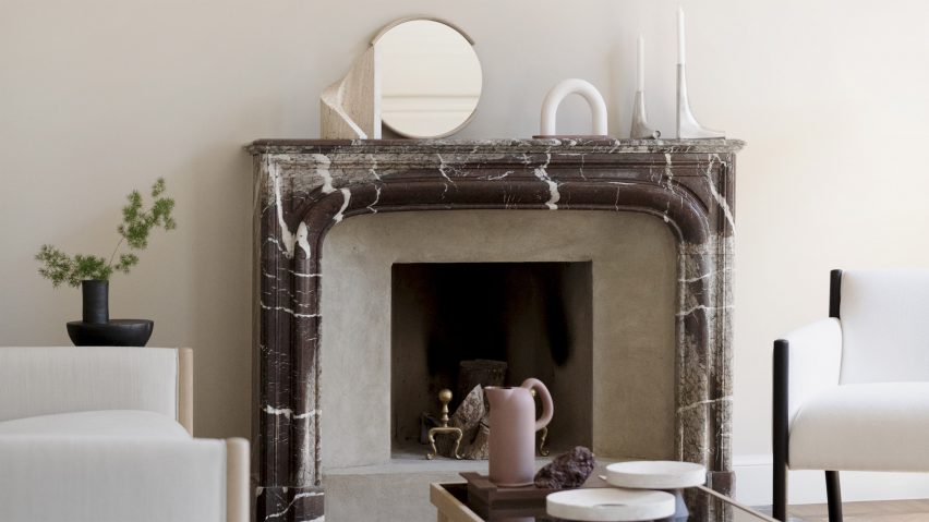 Photo of a fireplace with home accessories