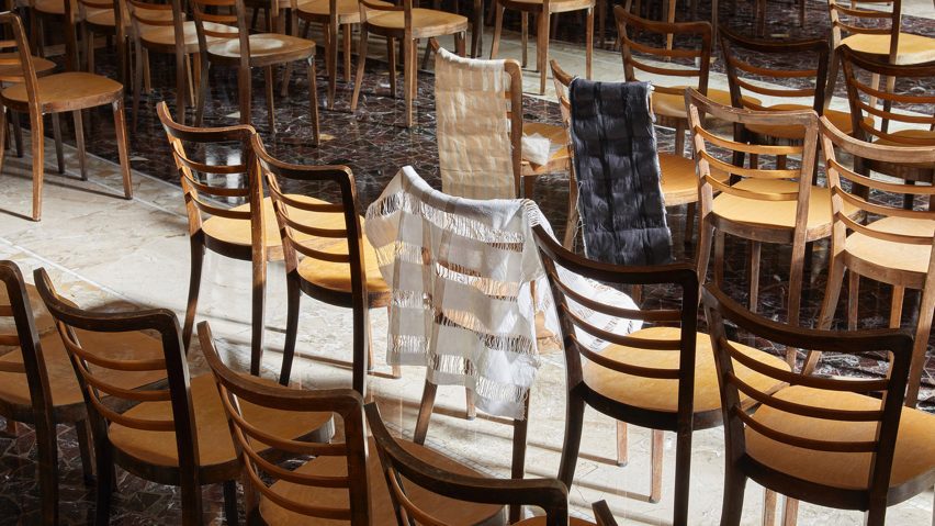 Photo of wooden chairs and fabric
