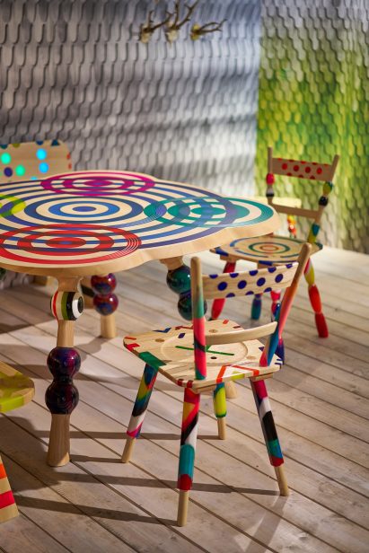 Dining table in Alpine Rising exhibition by Markus Benesch