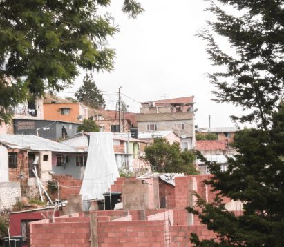 Colombia neighbourhood view with fog catcher