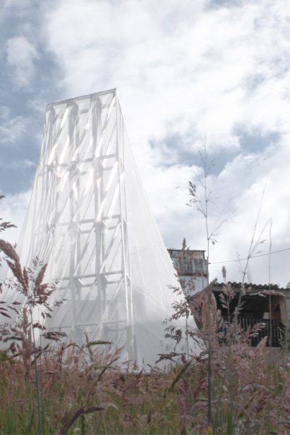 Steel frame wrapped in fabric