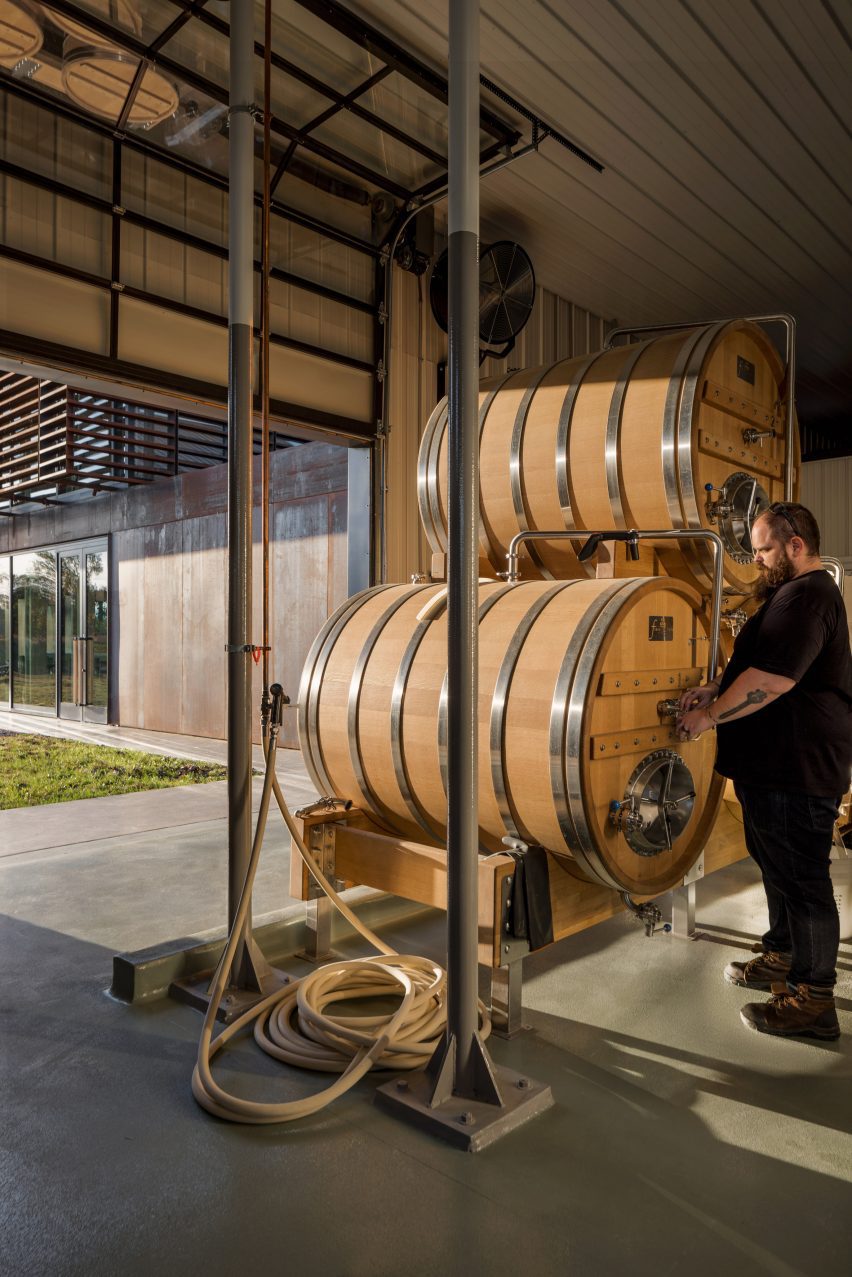 Beer barrels at a brewery