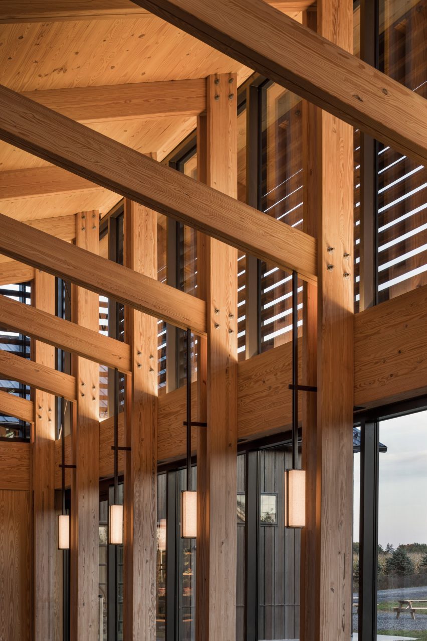 Glulam timber structure with large windows