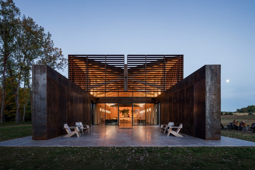 Two-storey Corten steel tasting room at the Lasting Joy Brewery