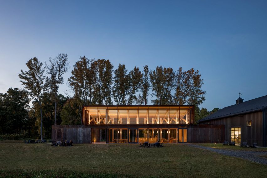 Two-storey Corten steel tasting room and brewery