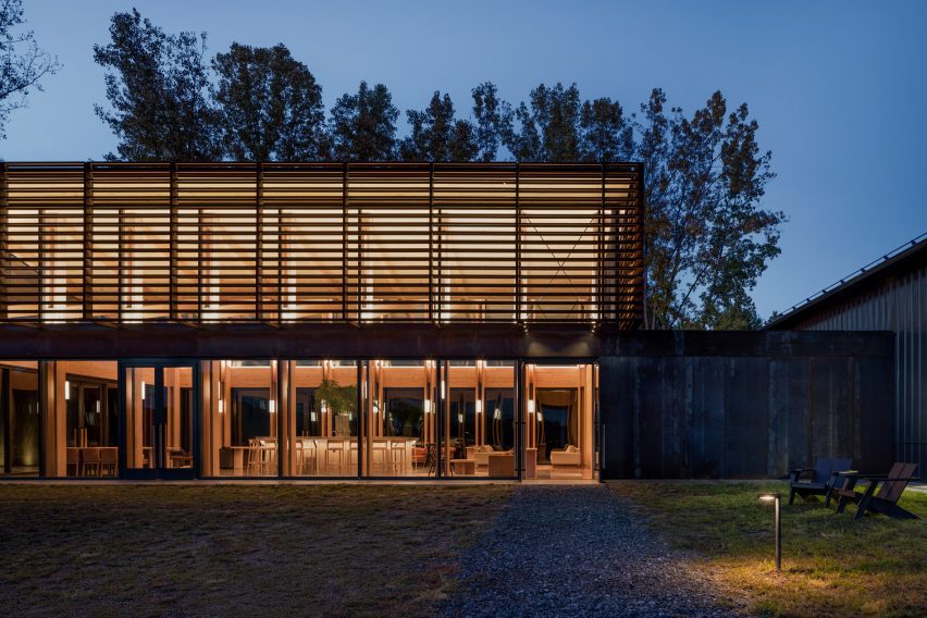 Two-storey Corten steel tasting room and brewery