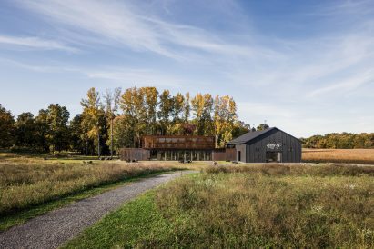 Two-storey Corten steel tasting room at the Lasting Joy Brewery