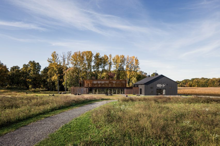 Two-storey Corten steel tasting room at the Lasting Joy Brewery