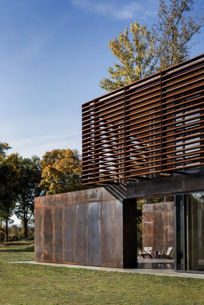 Two-storey Corten steel tasting room at the Lasting Joy Brewery