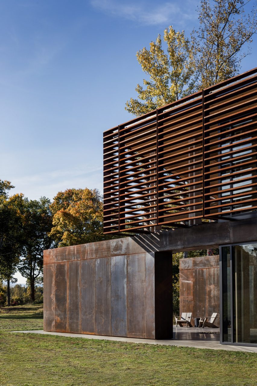 Two-storey Corten steel tasting room at the Lasting Joy Brewery