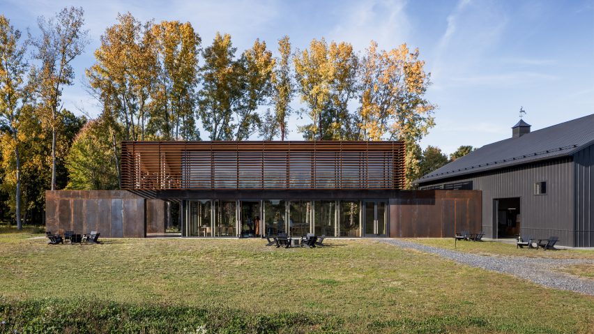 Two-storey Corten steel tasting room at the Lasting Joy Brewery