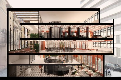 A sectional render of a multi-storey building